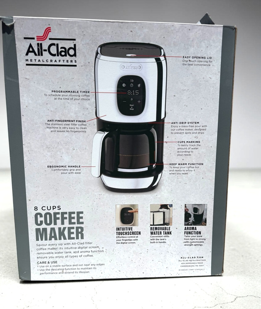 All-Clad Majestuo Stainless Steel Touchscreen Coffee Maker Adjustable Brew