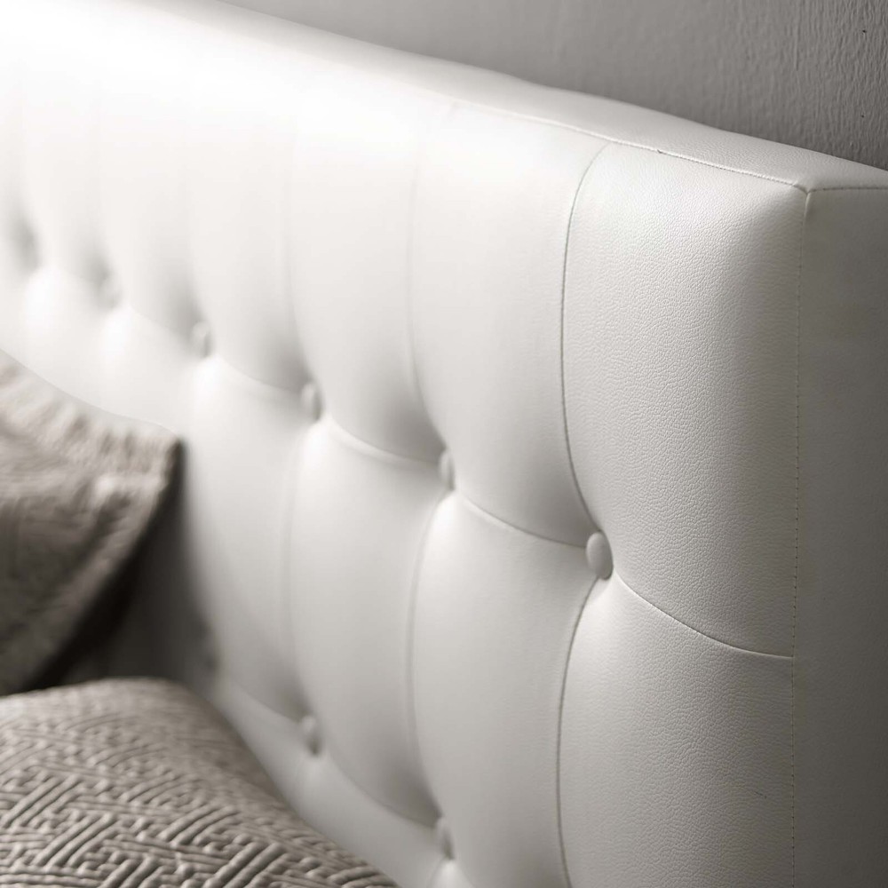Modway Emily Button Tufted Vegan Leather Upholstered Full Headboard in White