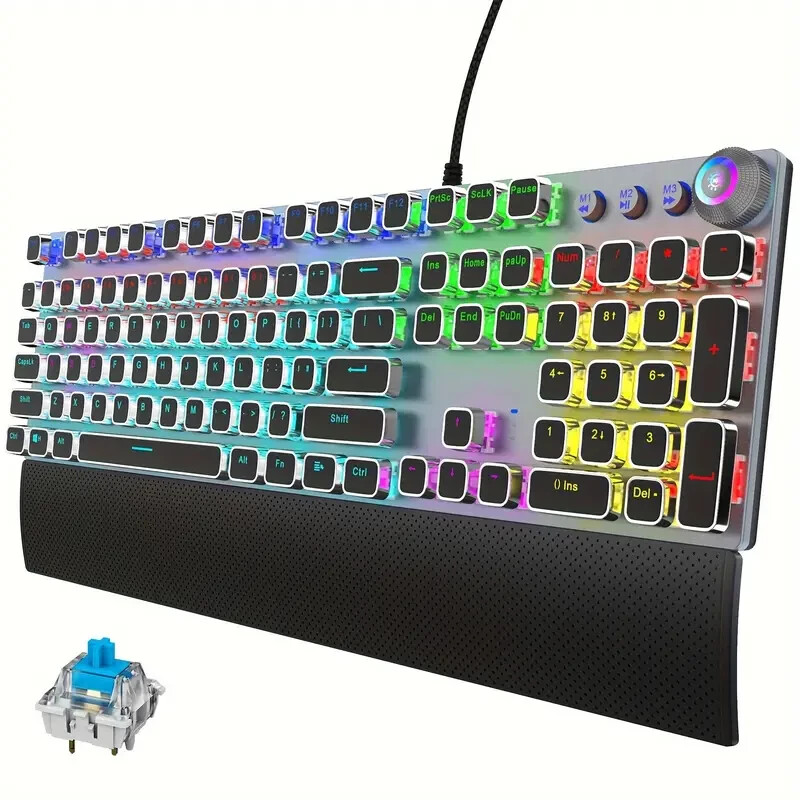 Mechanical Gaming Keyboard LED Rainbow Gaming Backlit
