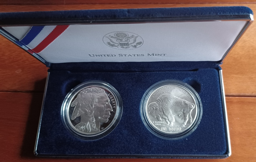 2001 american buffalo commemorative 2 coin set