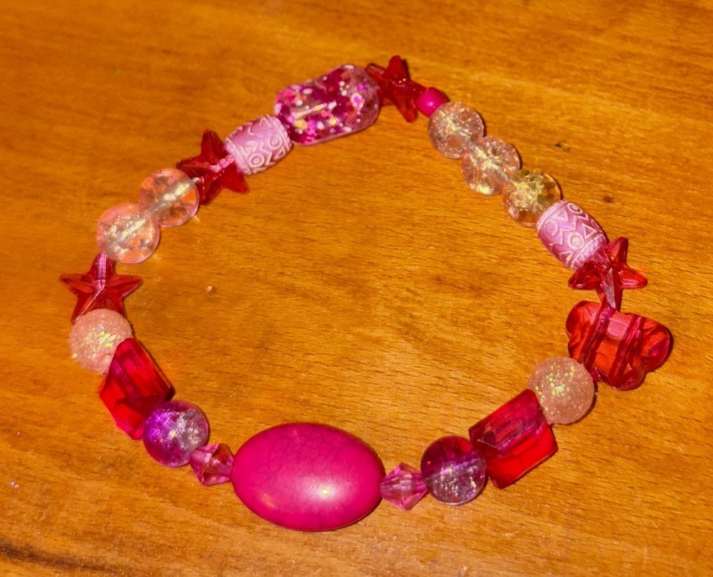 Handmade Pink Beaded Bracelet