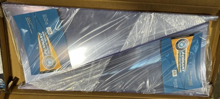 (20) 12X30 PENNANT/FLAG HARD PLASTIC RIGID TOPLOAD TOPLOADER DISPLAY HOLDERS