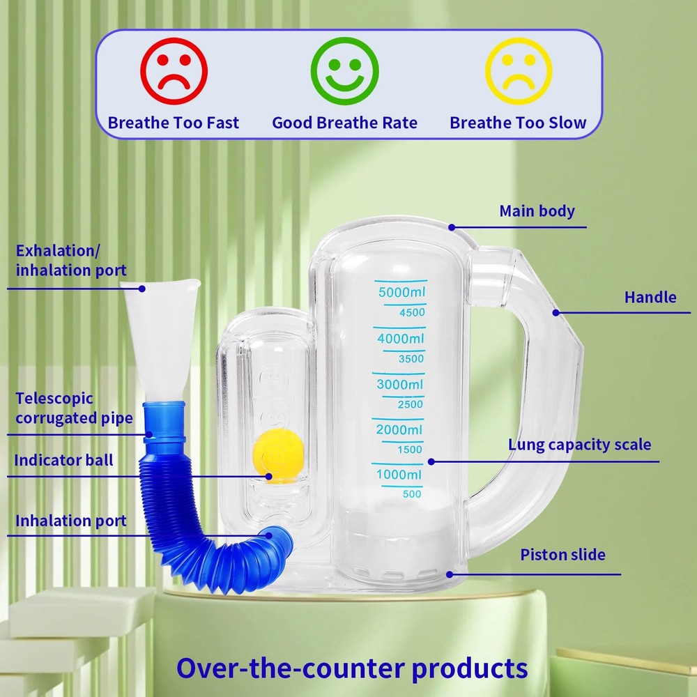 Incentive Spirometer (WHITE02),Breathing Exercise Device for Transparent