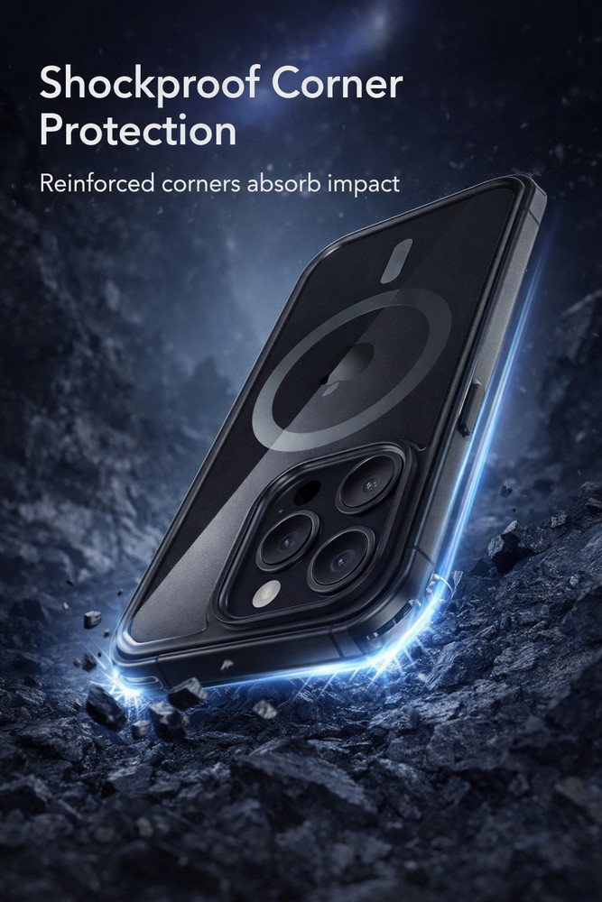 Shockproof Protective Case for iPhone 15 Pro Max – Black | MagSafe Compatible |