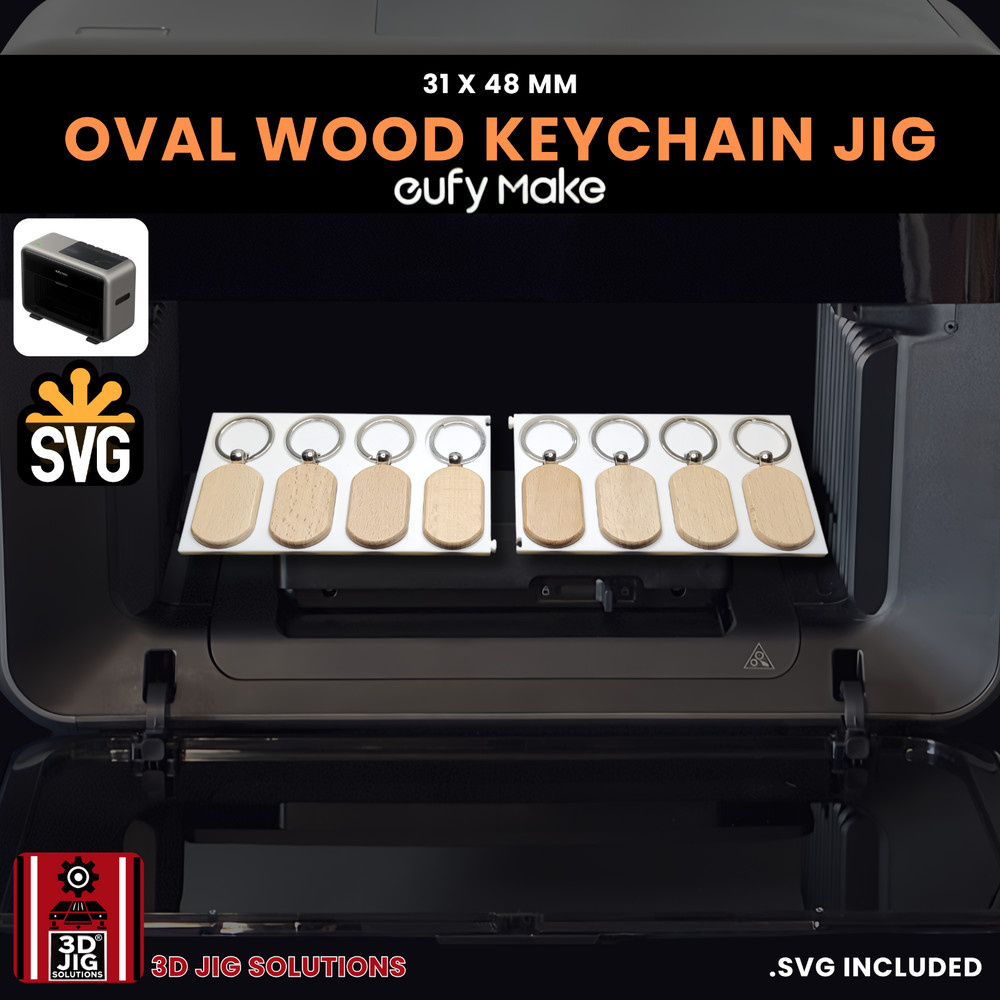 EufyMake E1 UV Printer Jig | Oval Wood Keychain Template