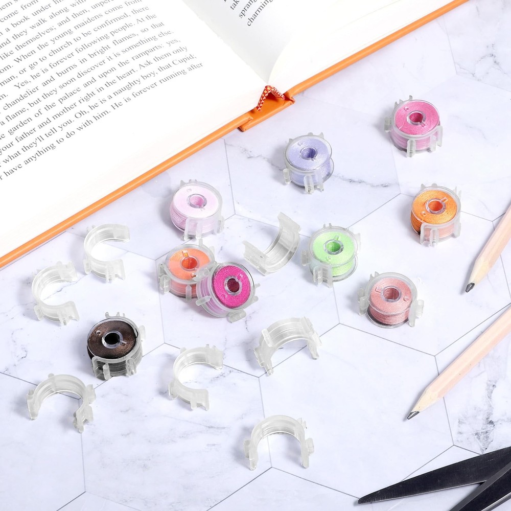 Sewing Bobbin Clips, 50 Pcs Clear Holder Plastic Tool White