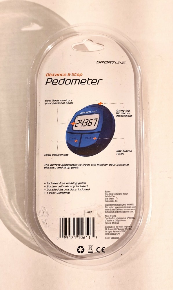 Blue Sportline Step and Distance Pedometer 2-Function New Sealed