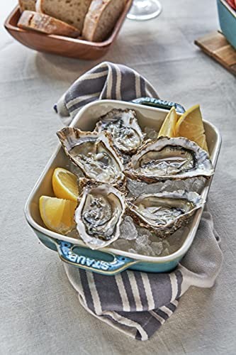 Ceramics Rectangular Casserole Dish, 2 pc Rustic Turquoise Baking Dish Set