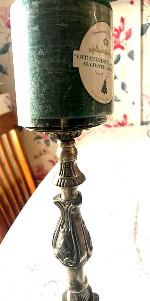 EXTRA ORDINARY LARGE CANDLE HOLDER-VINTAGE -SILVER....
