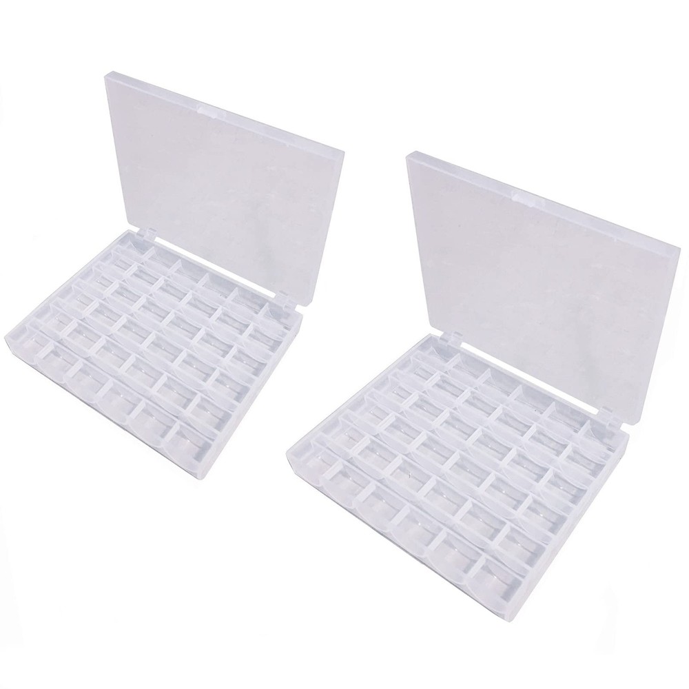 2-Pack Bobbin Case 36-Slot Plastic Organizer for Sewing Machine Spools