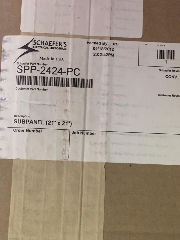 Schaefer SPP-2424-PC Subpanel 21"x21"