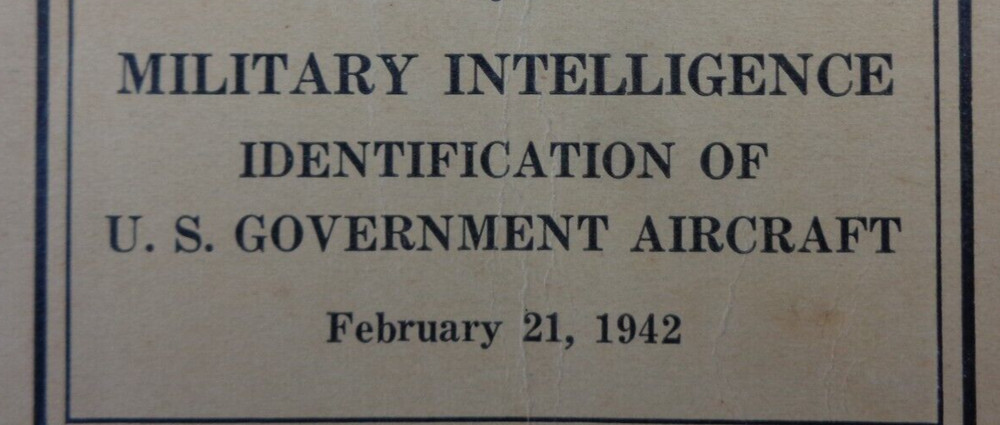 WW2 US WAR DEPT GUIDE "MILITARY INTELLIGENCE" (US Govt AIRCRAFT IDENTIFICATION)