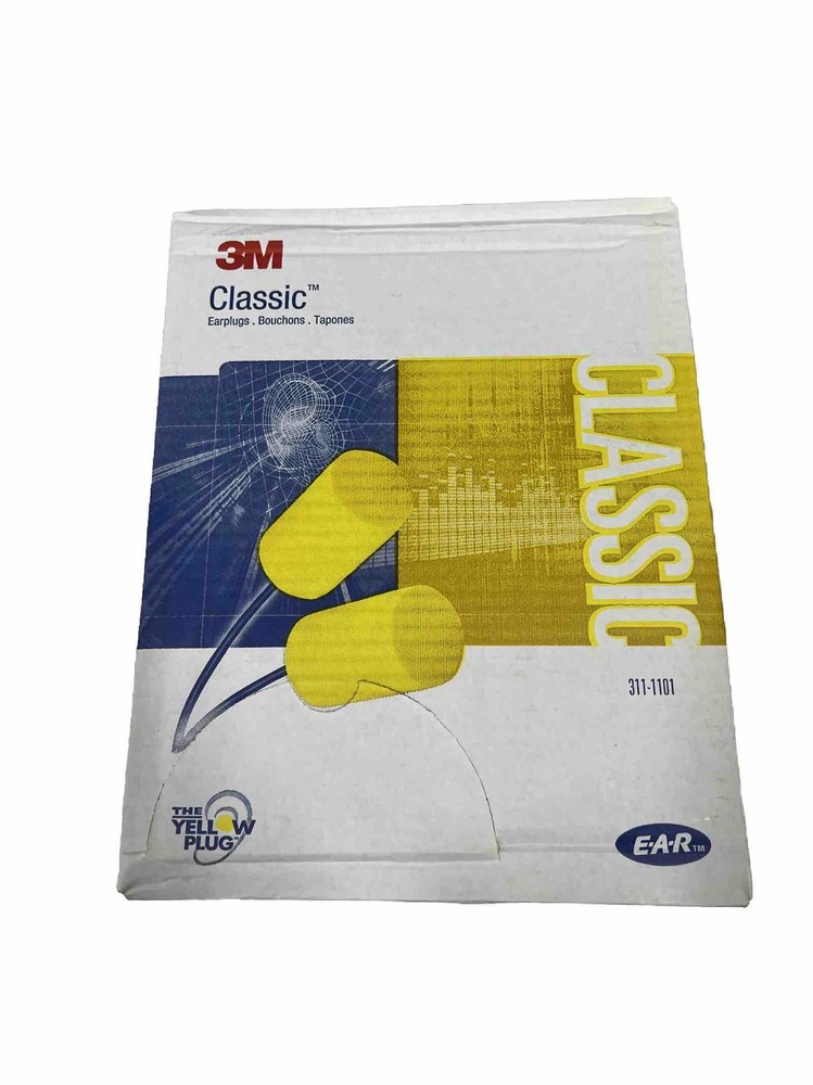 3M E-A-R Classic Foam Earplugs 311-1101, (200 PACK)
