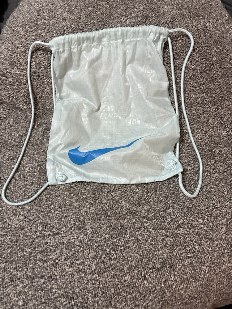 NIKE Drawstring Cleat Shoe Backpack Bag Pastel Blue White Straps