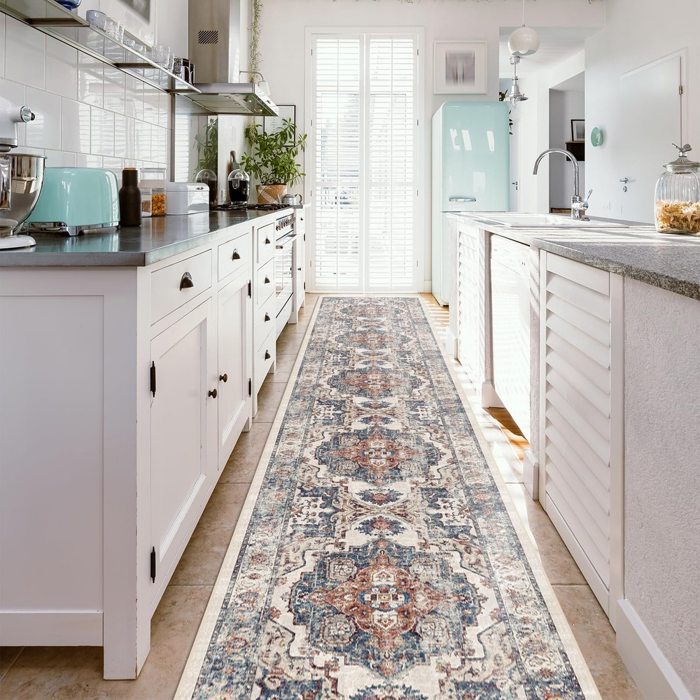 Hallway Washable Runner Rug - 2'6x14 Kitchen 2'6" x 14' (Rectangular), Brick