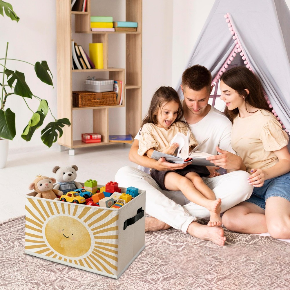 Boho Sunshine Classroom Foldable Storage Bins with Handles, Cute Boho Abstrac...