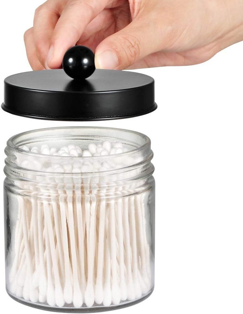 SheeChung Bathroom Organizers and Storage - 2Pack Qtip Holders 2 Pack, Black