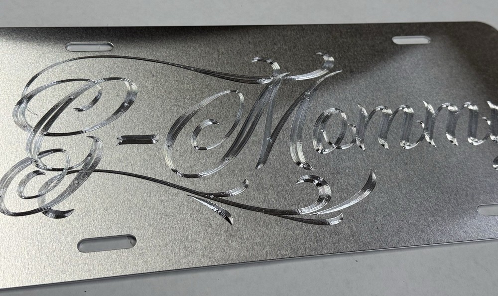 Custom Personalized Name REFLECTIVE Diamond Etched Silver License Plate Car Tag