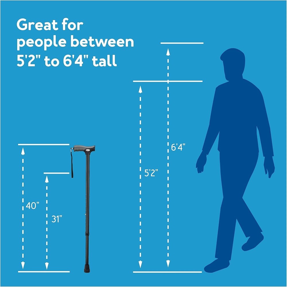 Pink Soft Grip Walking Cane - Adjustable Height, Wrist Strap