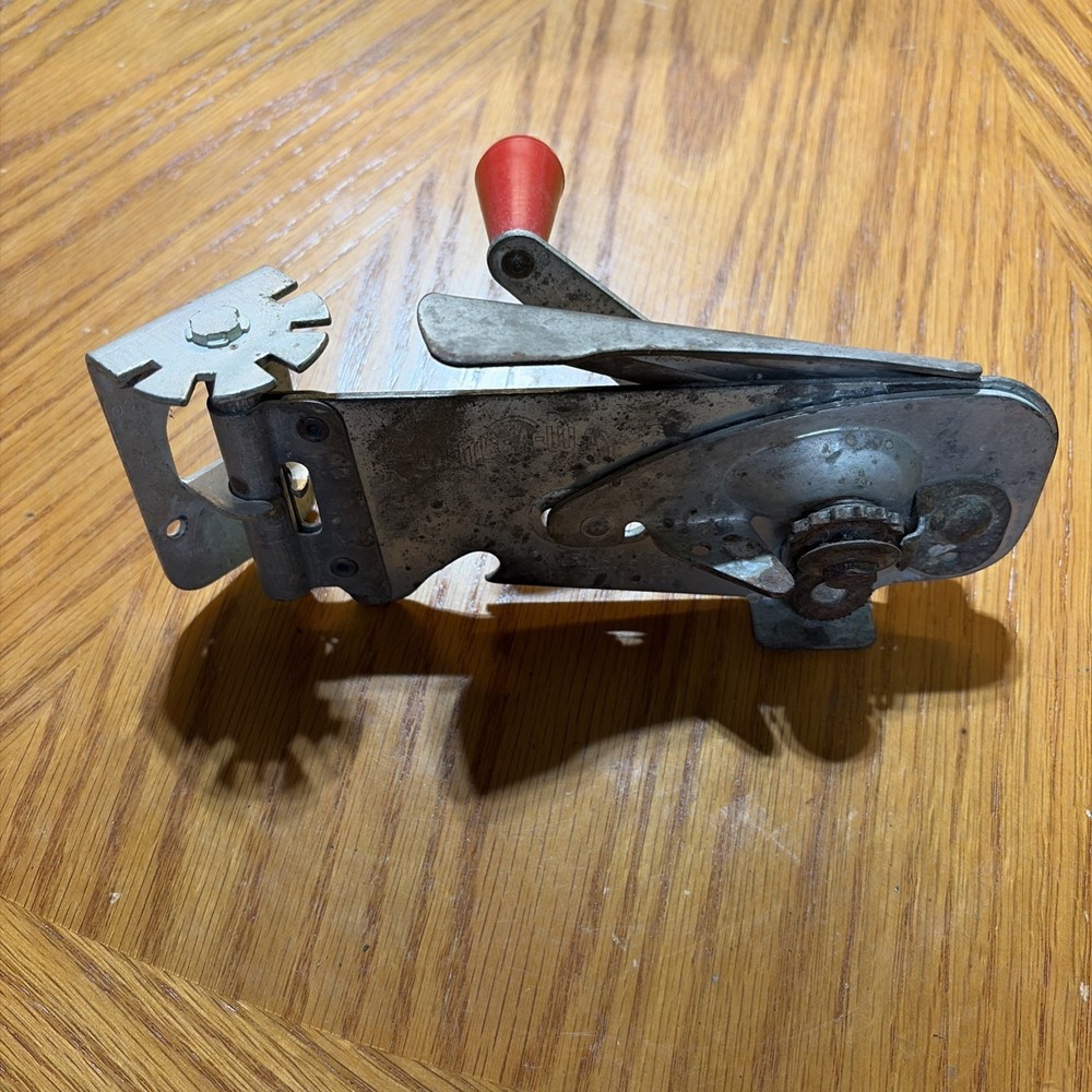 Vintage Swing A Way Wall Mount Can Opener With Red Handle