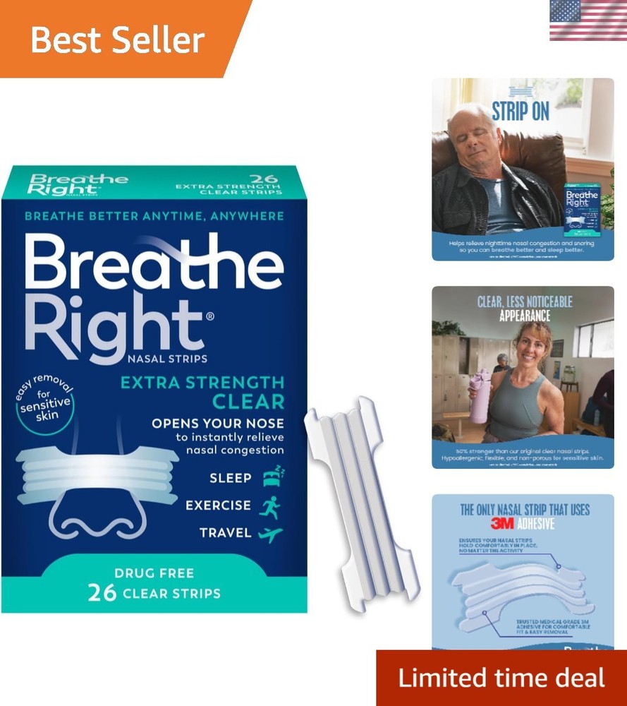 Sensitive Skin Approved Nasal Strips - Extra Strength Snoring Solution 26-Pack