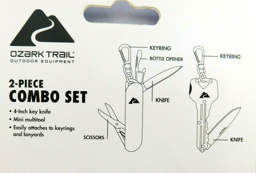 Camillus 4 PIECE CAMP SET (Spoon, Fork / Tool, Flask & Cup) 2 Pc KNIFE COMBO SET
