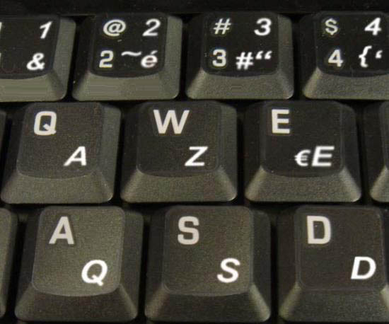 French Azerty white transparent letters