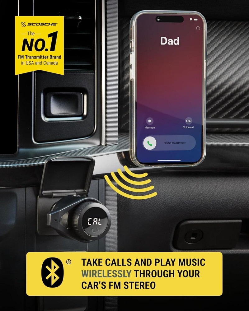 Compact FM Bluetooth Transmitter for Car - Dual USB Charging & Hands-Free Calls