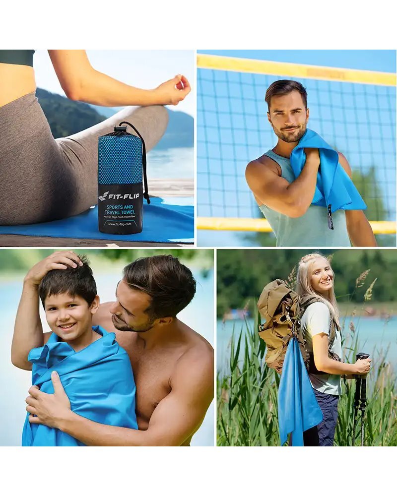 - Fit-Flip Microfiber Towel 30x50 cm, Blue