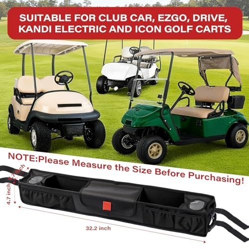 Golf Cart Storage Basket with Cooling Compartment & Adjustable Strap - Fits Most