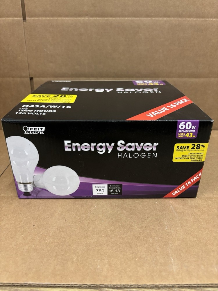 FEIT Electric Value 16-Pack 43w Bright White Bulbs Dimmable 750 Lumens