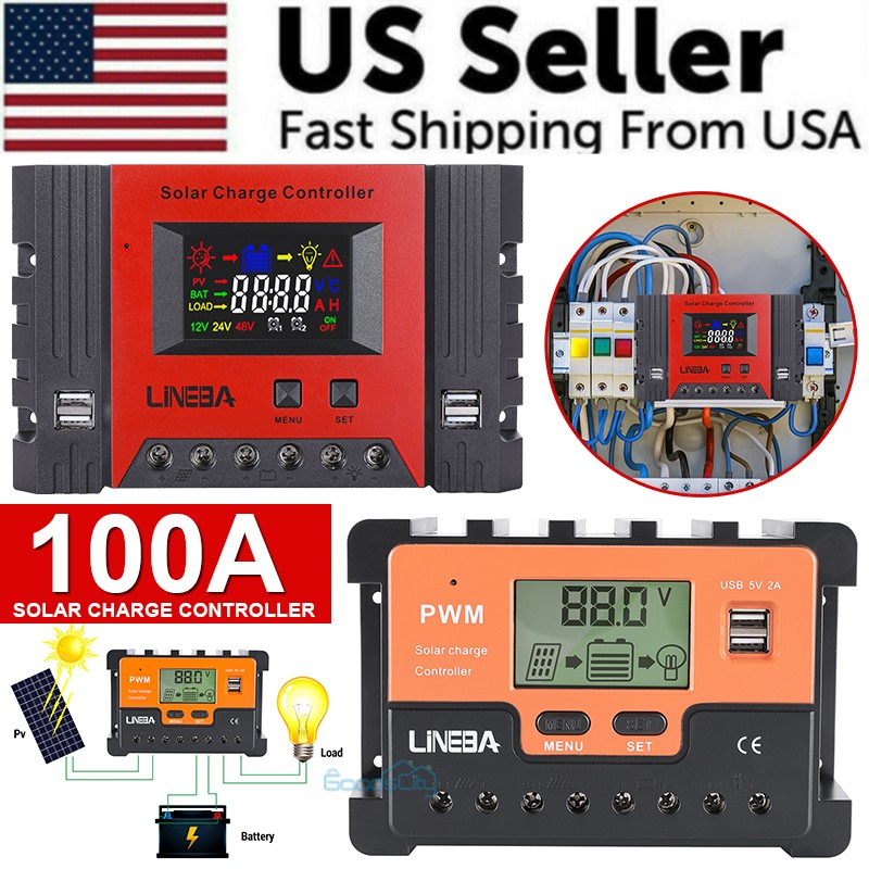 100A 12V/24V/48V Solar Panel Kit Regulator Charge Controller Auto Focus Tracking