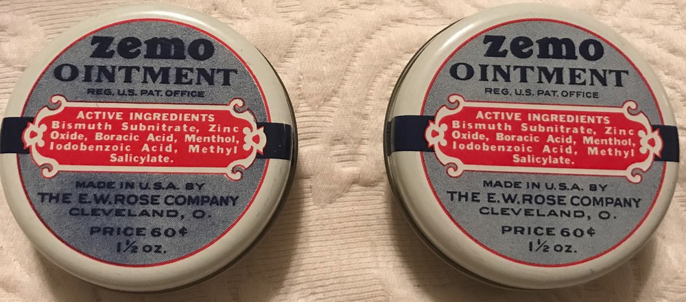 2 Vintage Zemo ointment tins 1.5oz