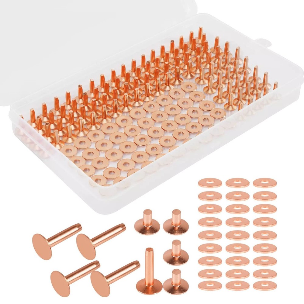 77set/pack Concise 2-size # Copper Rivets&Burrs For Home DIY Leather Working