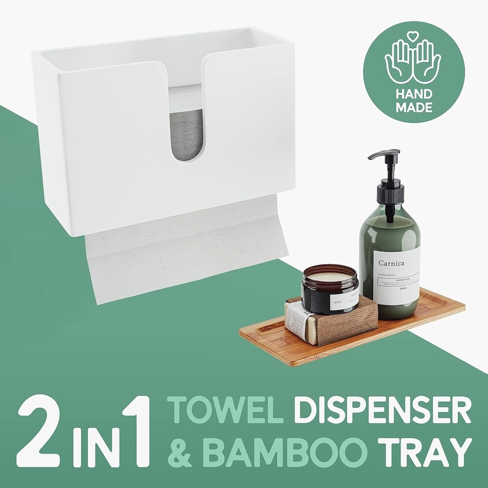 Versatile Bamboo Multi-Fold Towel Dispenser with Shelf for Bathrooms & Kitchens