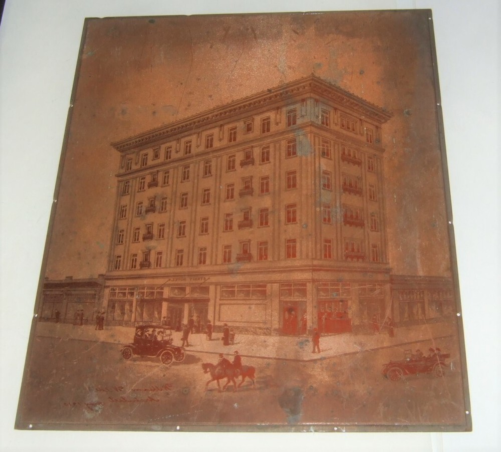 Architectural Copper Engraving Artist Signed 1918 Building