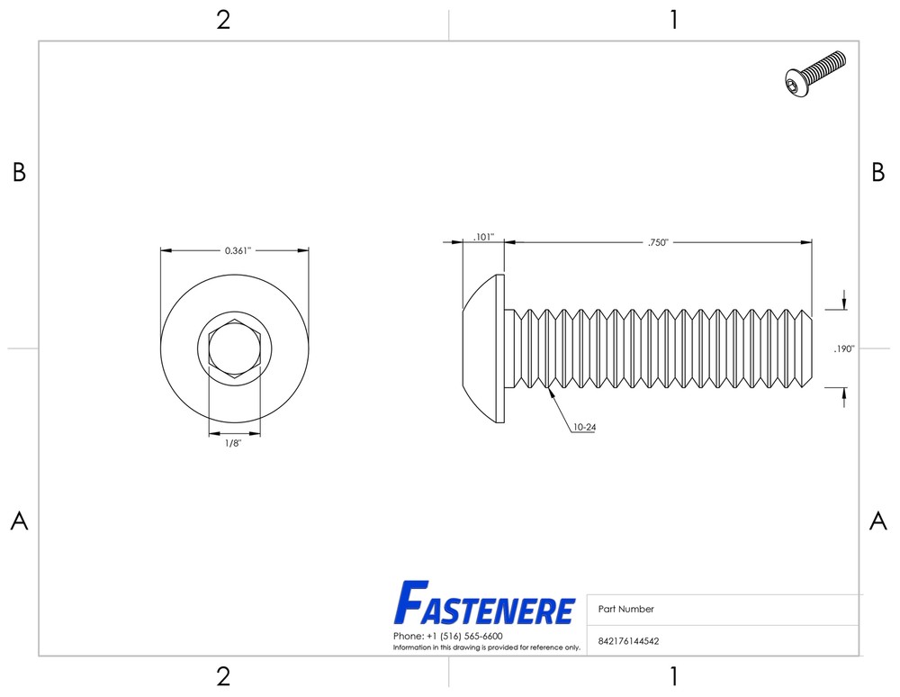 Button Socket Cap Screws Stainless Steel 10-24 X 3/4" Qty 100