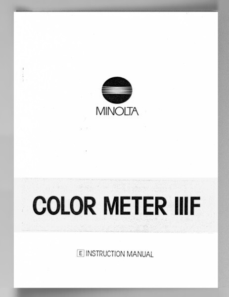 Minolta Color Meter IIIF Instruction Manual Reprint