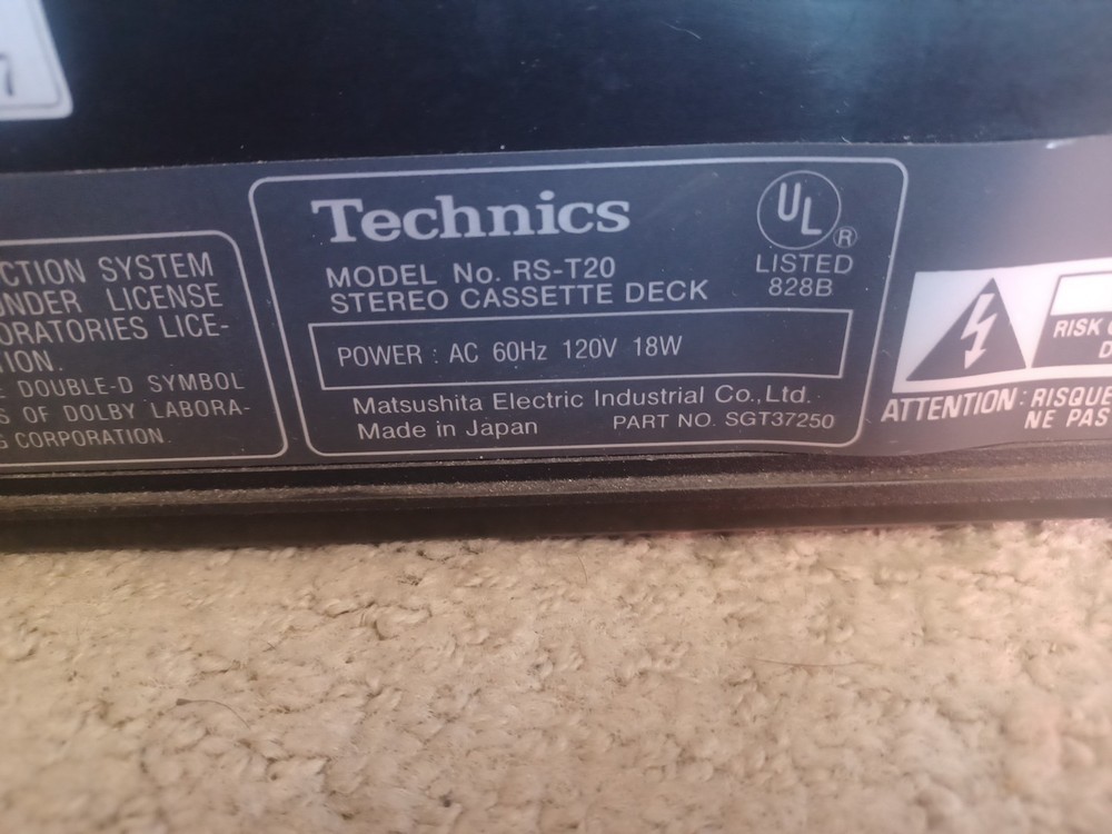 Technics RS-T20-KM Stereo Double Cassette Deck Auto Reverse Works