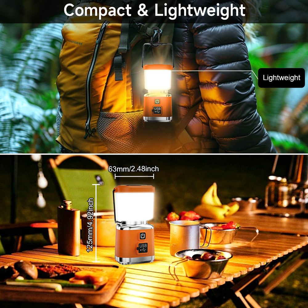 Portable LED Camping Lantern USB Rechargeable Lamp Super Bright Emergency Light