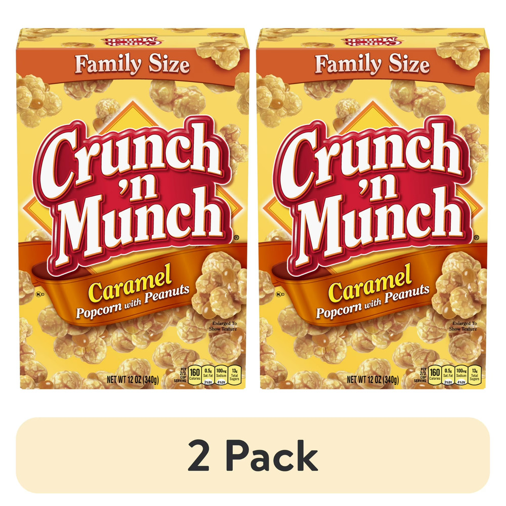(2-Pack) CRUNCH 'N MUNCH Caramel Popcorn with Peanuts, 12 oz Each