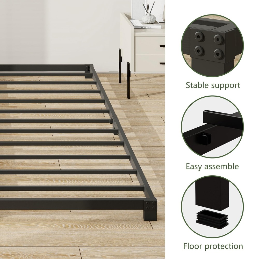 3 Inch Bed Frame Queen Size Low Profile, Queen Heavy Duty Platform Bed Frame ...