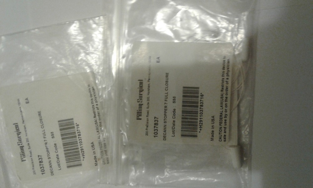 TWO Pilling Surgical Decannulation Stoppers #7 Full Closure