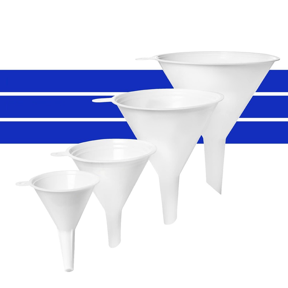 4pc Stackable Funnels, BPA Free, Kitchen, Oil Pouring, Laboratory, White