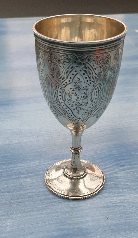 SOLID SILVER WINE GOBLET  CUP 117.9gm  BIRMINGHAM 1910