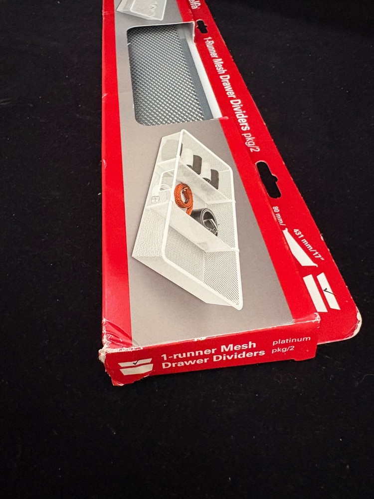 Elfa 17"-3 1/8" 2-Runner Mesh Drawer Divider Platinum Pkg/2