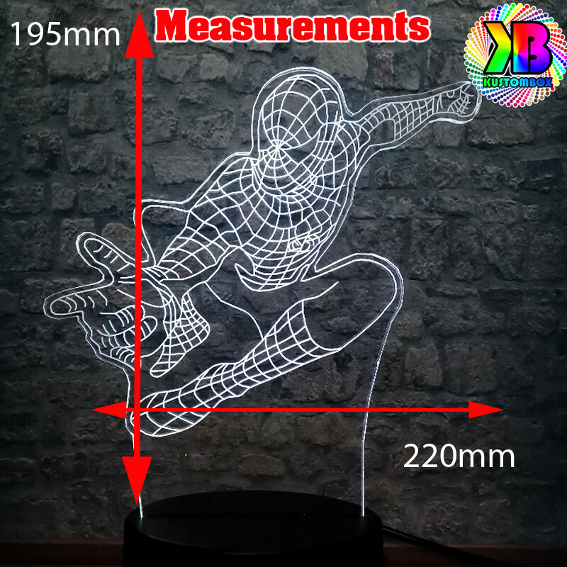 SPIDERMAN AVENGERS WEB PERSONALISED NAME USB LED NIGHT LIGHT 7 COLOUR REMOTE