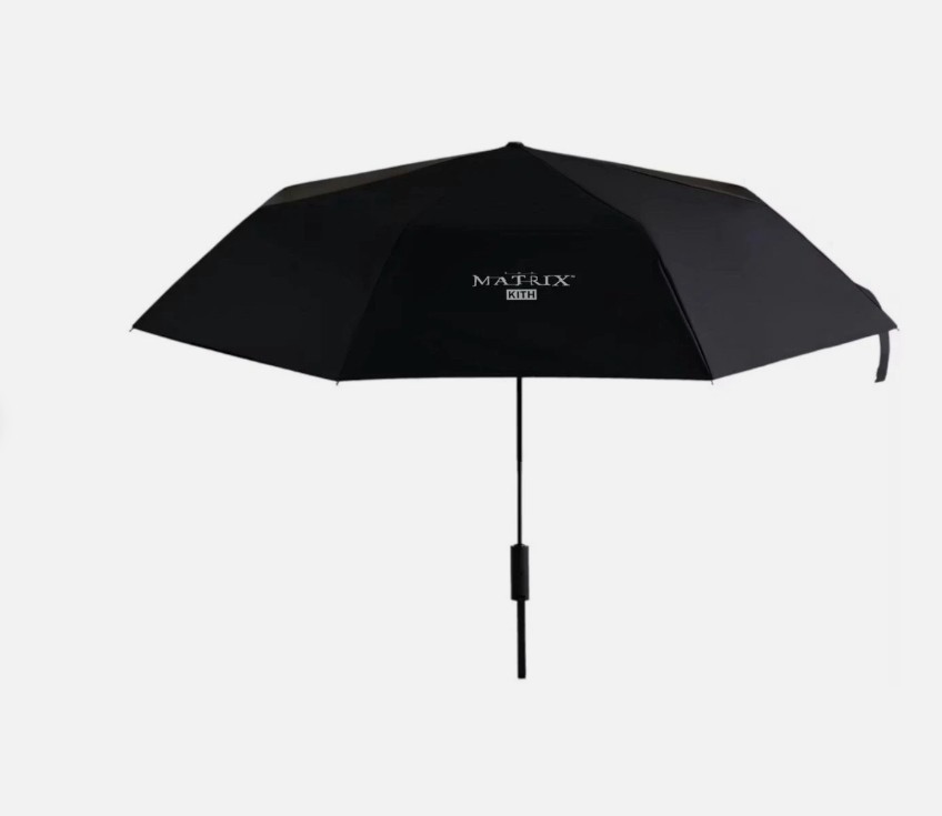 Kith x The Matrix Umbrella Black with matrix code underside NEW in packaging