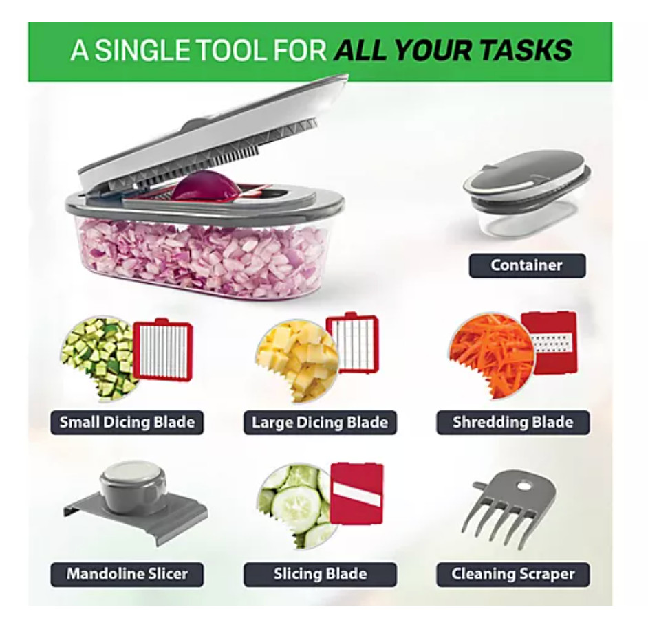 Chopzilla Multi-Function Food Chopper - 4 Interchangeable Cuts