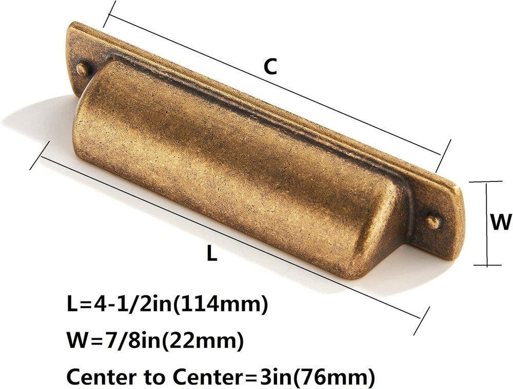 10 Pack 3" Drawer Pulls Antique Brass Cabinet Cup Pulls Kitchen Hardware Cabinet